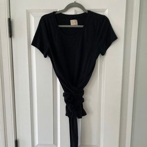 Anthropologie Black Wrap Tee Shirt